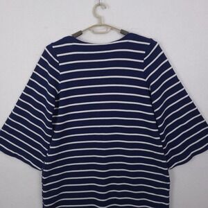 Tommy Bahama Shift Dress Womens XL Blue Striped Bell Sleeve V-Neck Pockets